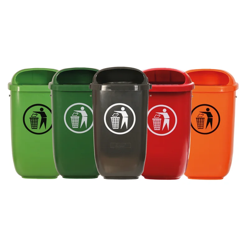 Mistkübel Flexi in Reinorange, Verkehrsrot, Schwarzgrau, Laubgrün und Maigrün – ohne Säule